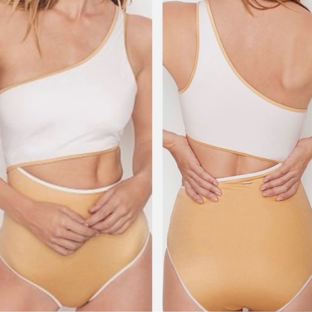 Victoria’s Secret One-Shoulder White and Gold Swimsuit ✨